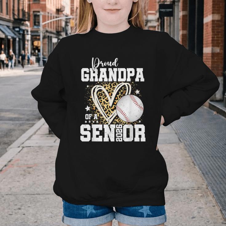 Proud Grandpa Of A 2026 Senior Baseball Graduation Leopard Youth Crewneck Sweatshirt Proud Grandpa Of A 2026 Senior Baseball Graduation Leopard Youth Crewneck Sweatshirt