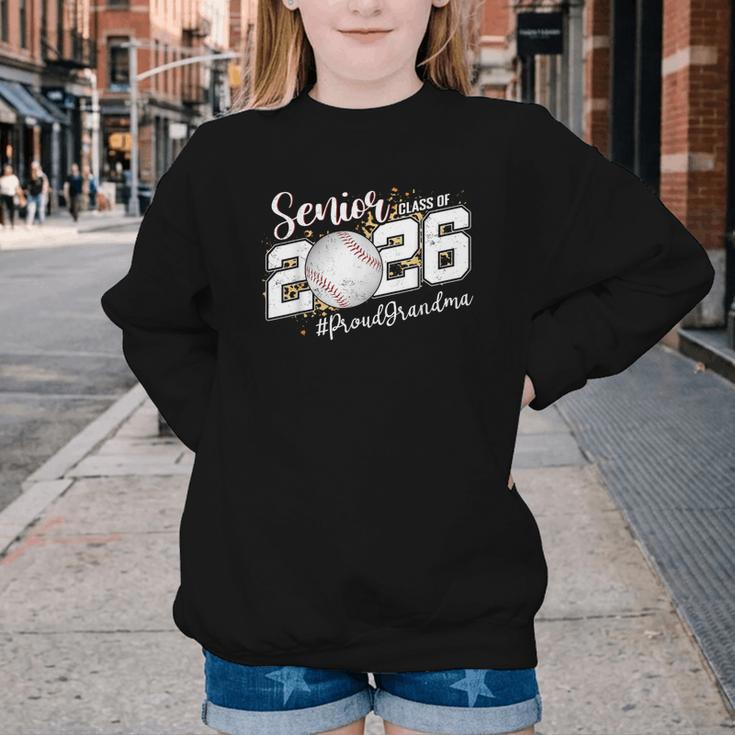 Proud Senior Grandma Class Of 2026 Baseball Graduate Leopard Youth Crewneck Sweatshirt Proud Senior Grandma Class Of 2026 Baseball Graduate Leopard Youth Crewneck Sweatshirt