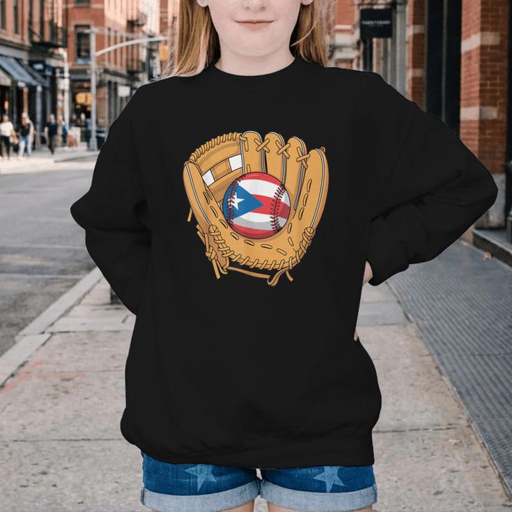 Puerto Rican Flag Baseball Player Boricua Pride Beisbol PR Youth Crewneck Sweatshirt Puerto Rican Flag Baseball Player Boricua Pride Beisbol PR Youth Crewneck Sweatshirt