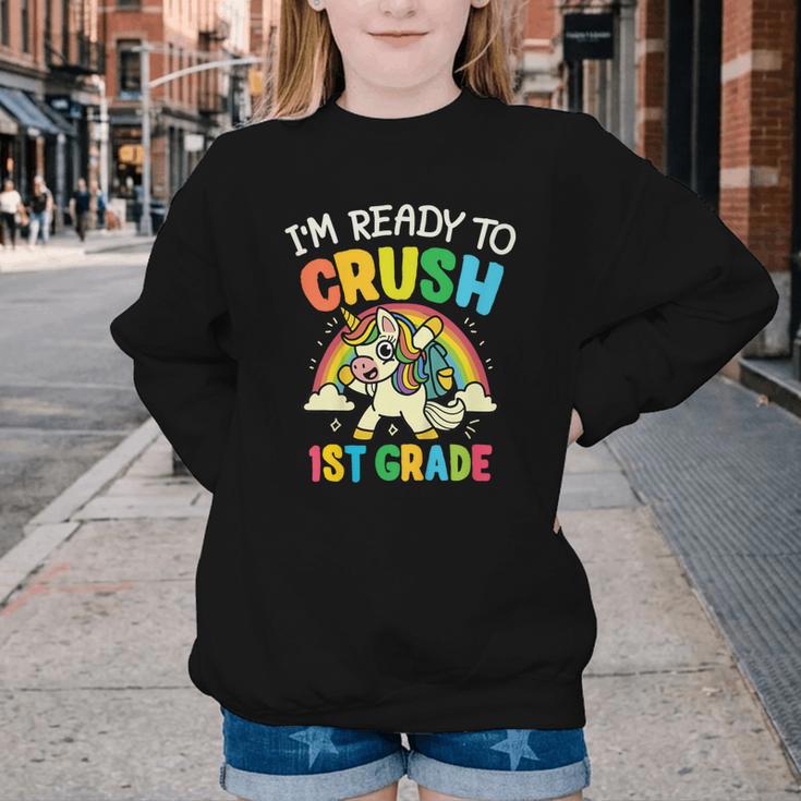 Ready For 1st Grade Unicorn First Day Back To School Student Youth Crewneck Sweatshirt Ready For 1st Grade Unicorn First Day Back To School Student Youth Crewneck Sweatshirt