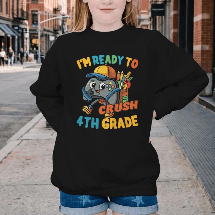 Ready For 4th Grade First Day Back To School Students Youth Crewneck Sweatshirt