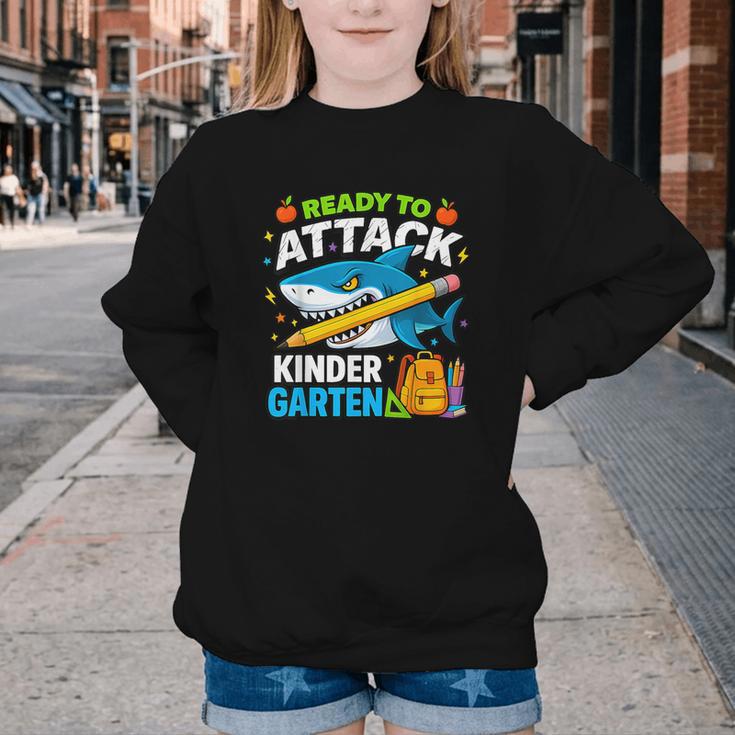 Ready To Attack Kindergarten Shark Back To School Kids Youth Crewneck Sweatshirt