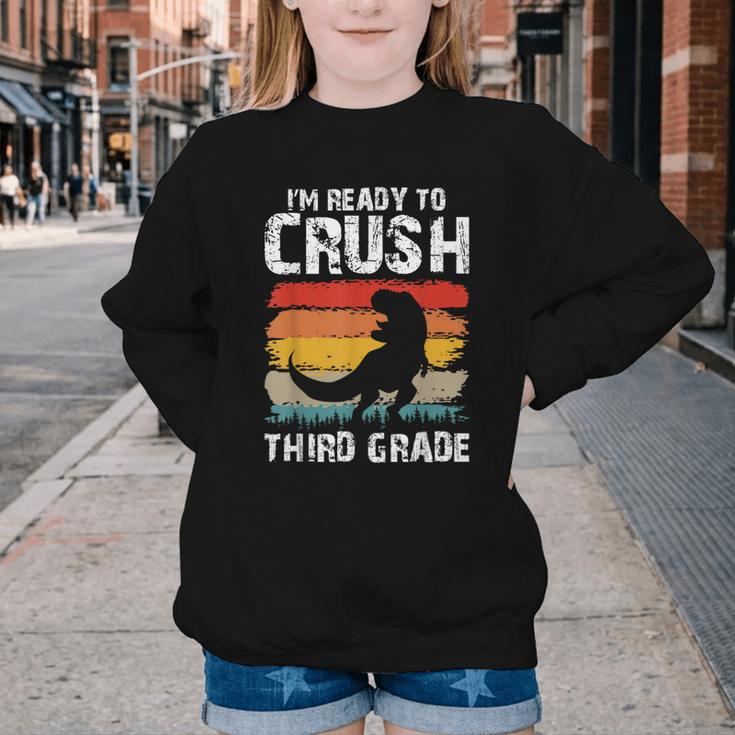 Ready Crush Third 3rd Grade Dinosaur Back To School Boys Youth Crewneck Sweatshirt Ready Crush Third 3rd Grade Dinosaur Back To School Boys Youth Crewneck Sweatshirt