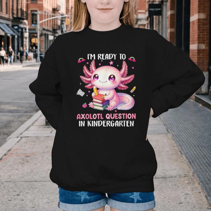Ready To Kindergarten Axolotl Questions Back To School Girls Youth Crewneck Sweatshirt Ready To Kindergarten Axolotl Questions Back To School Girls Youth Crewneck Sweatshirt