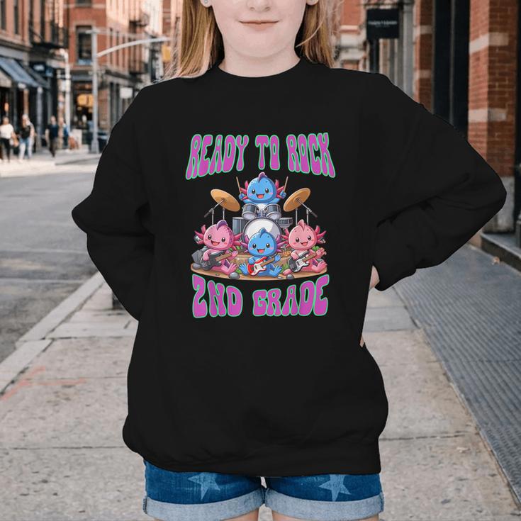 Ready To Rock 2nd Grade Back To School Axolotl 2024 School Youth Crewneck Sweatshirt