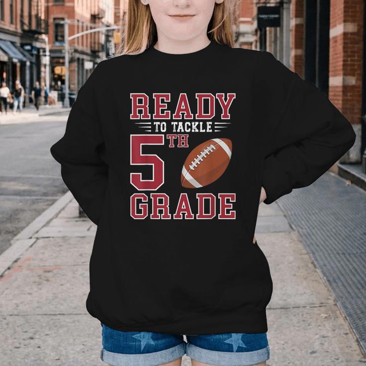 Ready To Tackle 5th Grade Back To School First Day Of School Youth Crewneck Sweatshirt