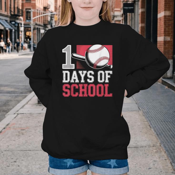 Retro 100 Days Of School Baseball Teacher Student 100 Days Youth Crewneck Sweatshirt