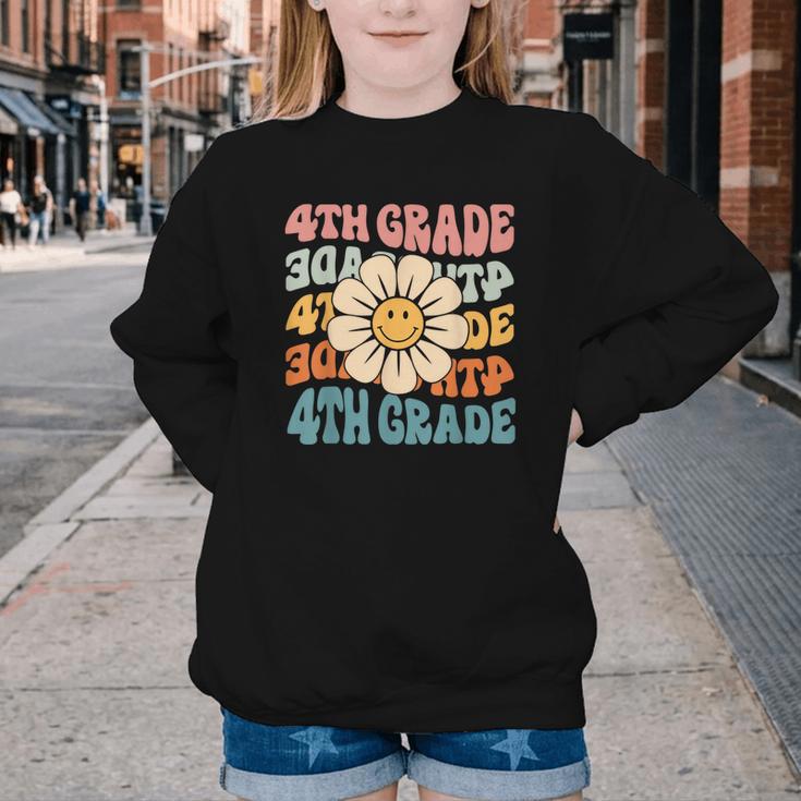 Retro 4th Grade Daisy Colorful Back To School Fourth Grade Youth Crewneck Sweatshirt Retro 4th Grade Daisy Colorful Back To School Fourth Grade Youth Crewneck Sweatshirt