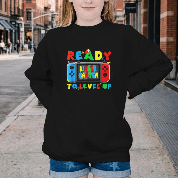 Retro Back To School Kindergarten Ready To Level Up Gamer Youth Crewneck Sweatshirt Retro Back To School Kindergarten Ready To Level Up Gamer Youth Crewneck Sweatshirt