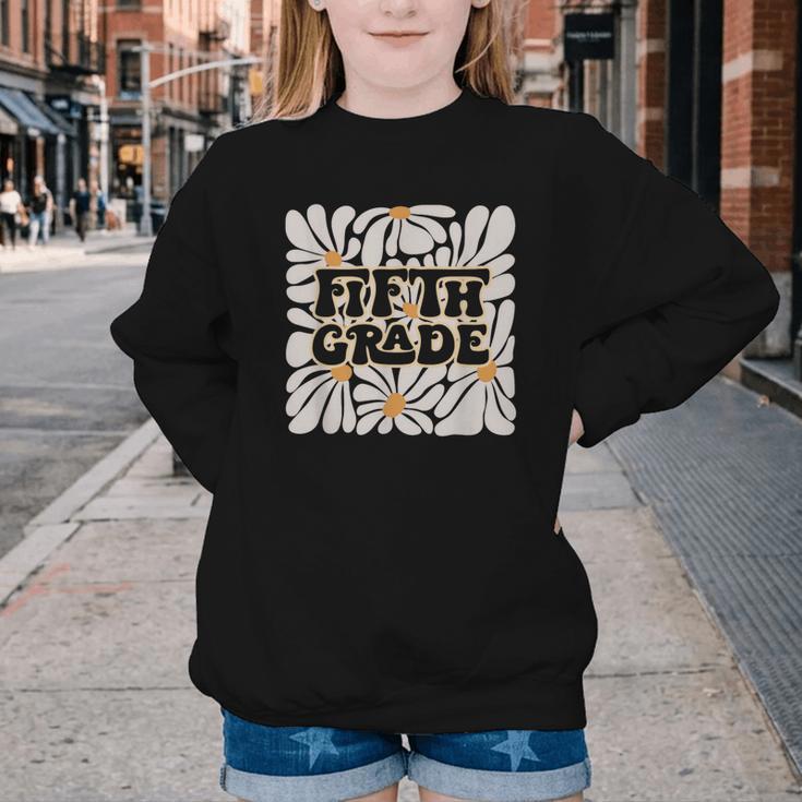 Retro Flower Power Squared Fifth 5th Grade Back To School Youth Crewneck Sweatshirt Retro Flower Power Squared Fifth 5th Grade Back To School Youth Crewneck Sweatshirt