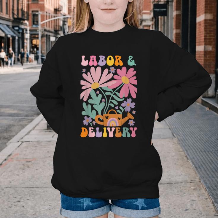 Retro Labor And Delivery Nurse Back To School Men Women Youth Crewneck Sweatshirt