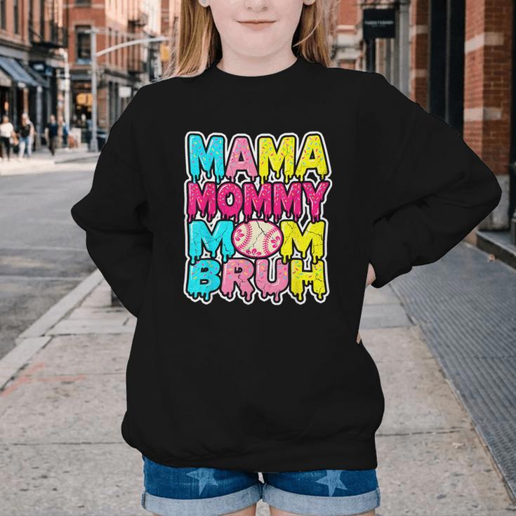 Retro Mama Mommy Mom Bruh Baseball Women Girls Youth Crewneck Sweatshirt