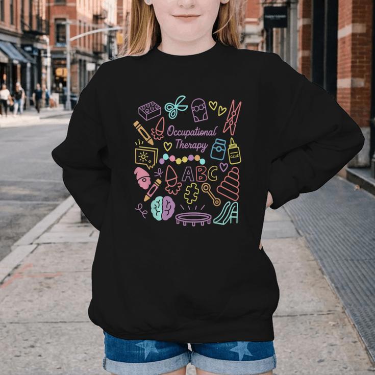 Retro Occupational Therapy Doodle Back To School Costume Youth Crewneck Sweatshirt
