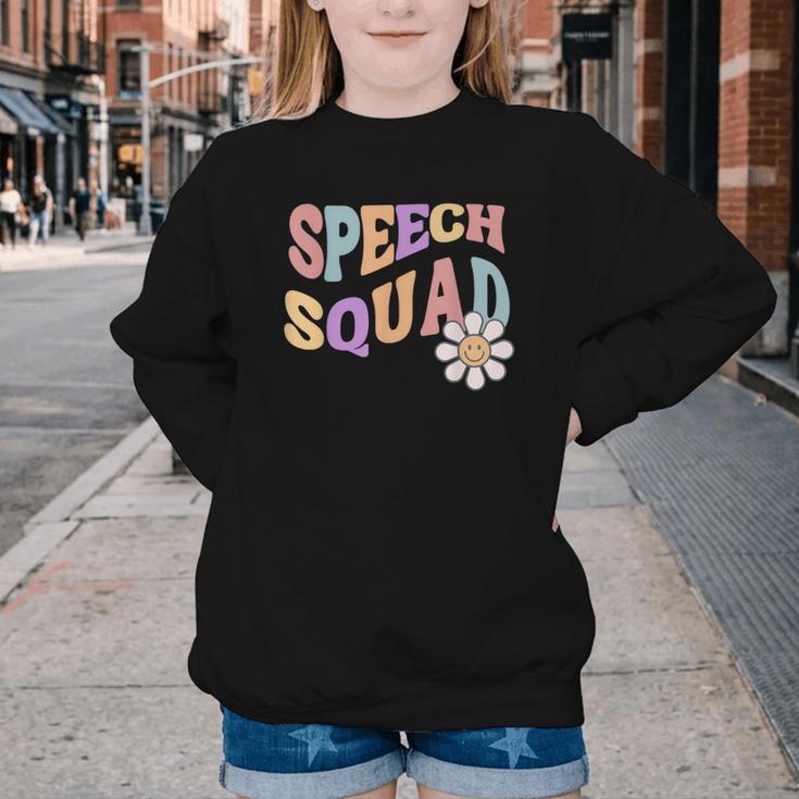 Retro Speech Squad Back To School Speech Therapist SLP Youth Crewneck Sweatshirt