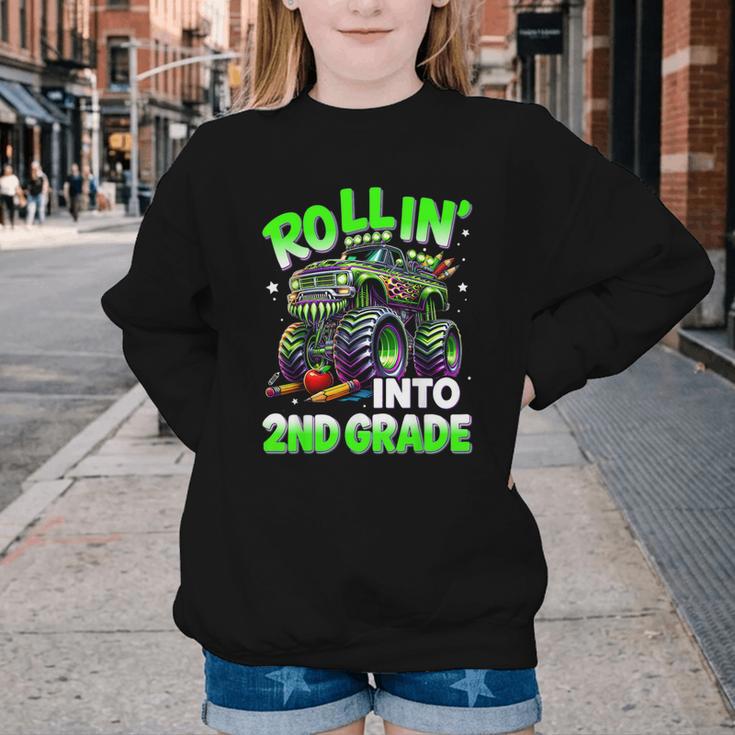 Rollin' Into 2nd Grade Monster Truck Back To School Boys Youth Crewneck Sweatshirt Rollin' Into 2nd Grade Monster Truck Back To School Boys Youth Crewneck Sweatshirt