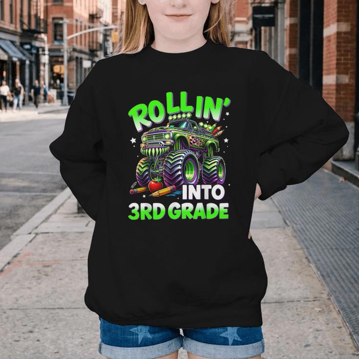 Rollin' Into 3rd Grade Monster Truck Back To School Boys Youth Crewneck Sweatshirt