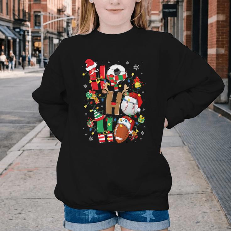 Santa Baseball Football Soccer Pajamas Ho Ho Christmas Xmas Youth Crewneck Sweatshirt Santa Baseball Football Soccer Pajamas Ho Ho Christmas Xmas Youth Crewneck Sweatshirt