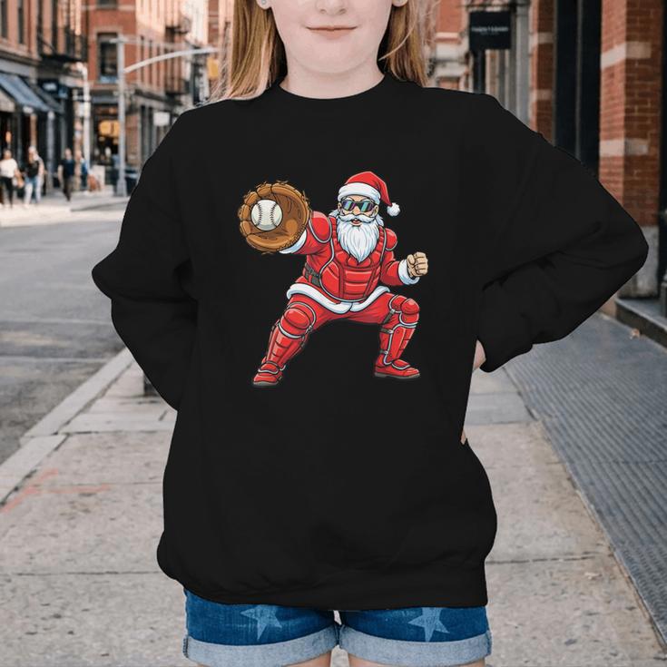 Santa Playing Baseball Baseball Lover Baseballer Xmas Youth Crewneck Sweatshirt Santa Playing Baseball Baseball Lover Baseballer Xmas Youth Crewneck Sweatshirt