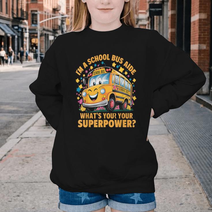 I Am A School Bus Aide Back To School Youth Crewneck Sweatshirt