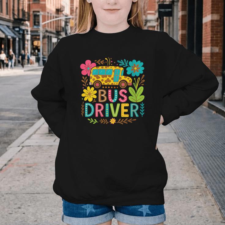 School Bus Driver Boho Floral Leopard Back To School Womens Youth Crewneck Sweatshirt School Bus Driver Boho Floral Leopard Back To School Womens Youth Crewneck Sweatshirt