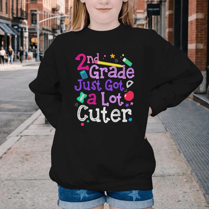 Second Grade Just Got Cuter Cute 2nd Grade Back To School Youth Crewneck Sweatshirt
