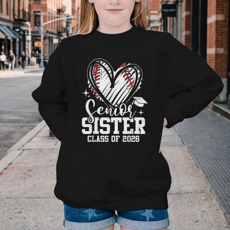 Senior Sister Class Of 2026 Baseball Graduation Heart Youth Crewneck Sweatshirt Senior Sister Class Of 2026 Baseball Graduation Heart Youth Crewneck Sweatshirt