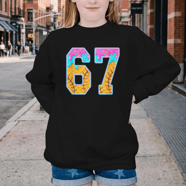 Six Seven Baseball Drip Youth Crewneck Sweatshirt