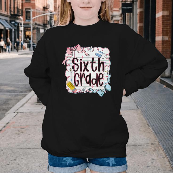 Sixth Grade Back To School For Girls Pink Notebook Youth Crewneck Sweatshirt Sixth Grade Back To School For Girls Pink Notebook Youth Crewneck Sweatshirt