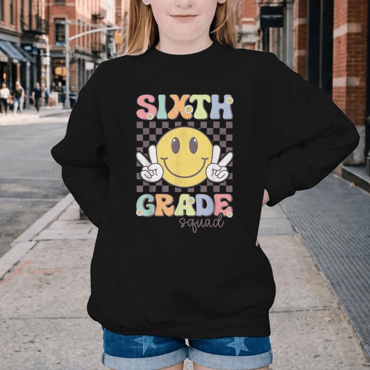 Sixth Grade Squad Smile Face 6th Grade Back To School Youth Crewneck Sweatshirt
