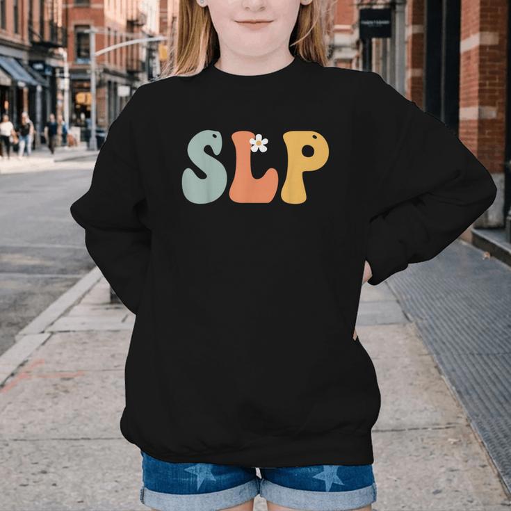 SLP Groovy Women Appreciation Day Hello Back To School Youth Crewneck Sweatshirt SLP Groovy Women Appreciation Day Hello Back To School Youth Crewneck Sweatshirt