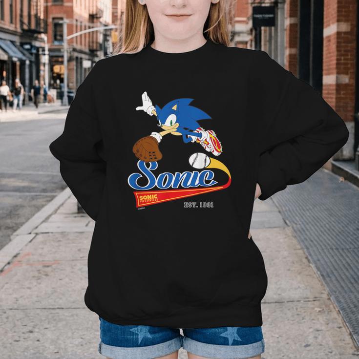 Sonic The Hedgehog Sonic Baseball Est 1991 Youth Crewneck Sweatshirt Sonic The Hedgehog Sonic Baseball Est 1991 Youth Crewneck Sweatshirt
