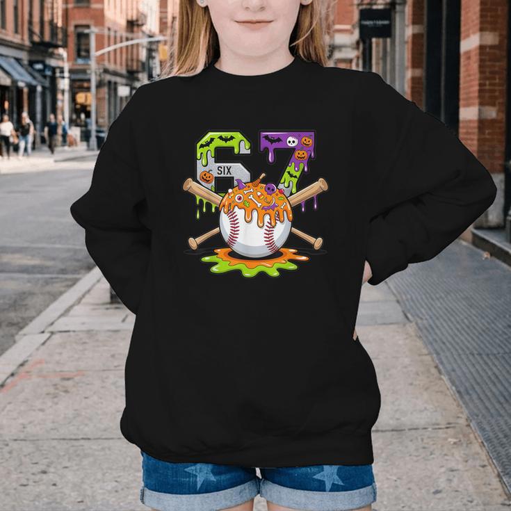 Spooky Halloween Baseball Ice Cream Dripping Six Seven 6 7 Youth Crewneck Sweatshirt Spooky Halloween Baseball Ice Cream Dripping Six Seven 6 7 Youth Crewneck Sweatshirt