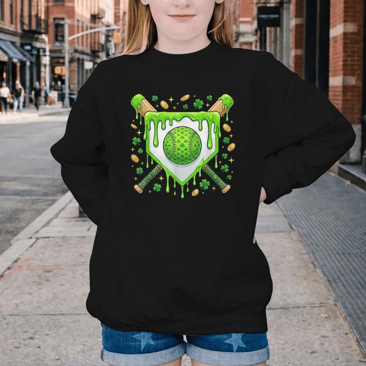 St Patrick Day Baseball Drip Ice Cream Boys Men Youth Crewneck Sweatshirt St Patrick Day Baseball Drip Ice Cream Boys Men Youth Crewneck Sweatshirt