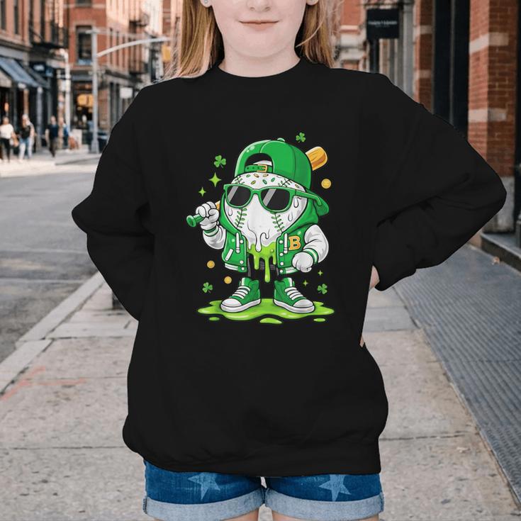 St Patrick Day Baseball Drip Ice Cream Men Boys Kids Youth Crewneck Sweatshirt