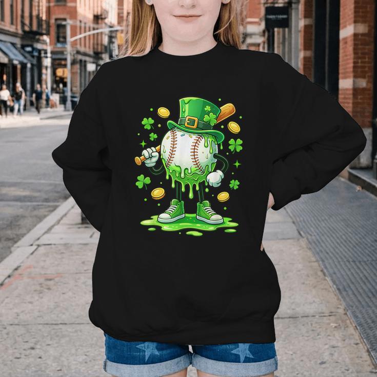St Patrick Day Baseball Drip Ice Cream Baseball Youth Crewneck Sweatshirt St Patrick Day Baseball Drip Ice Cream Baseball Youth Crewneck Sweatshirt