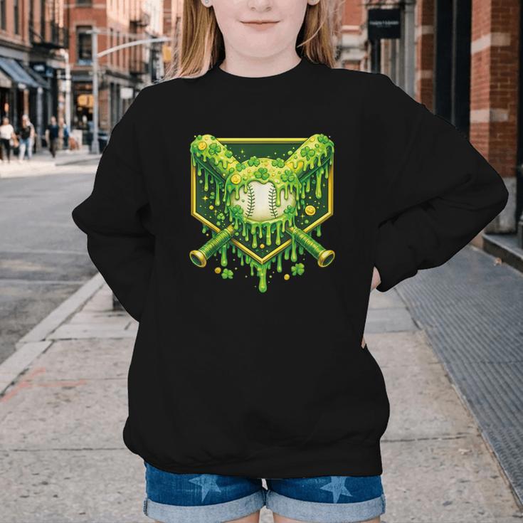 St Patrick's Day Baseball Boys Ice Cream Drip Youth Kids Youth Crewneck Sweatshirt St Patrick's Day Baseball Boys Ice Cream Drip Youth Kids Youth Crewneck Sweatshirt