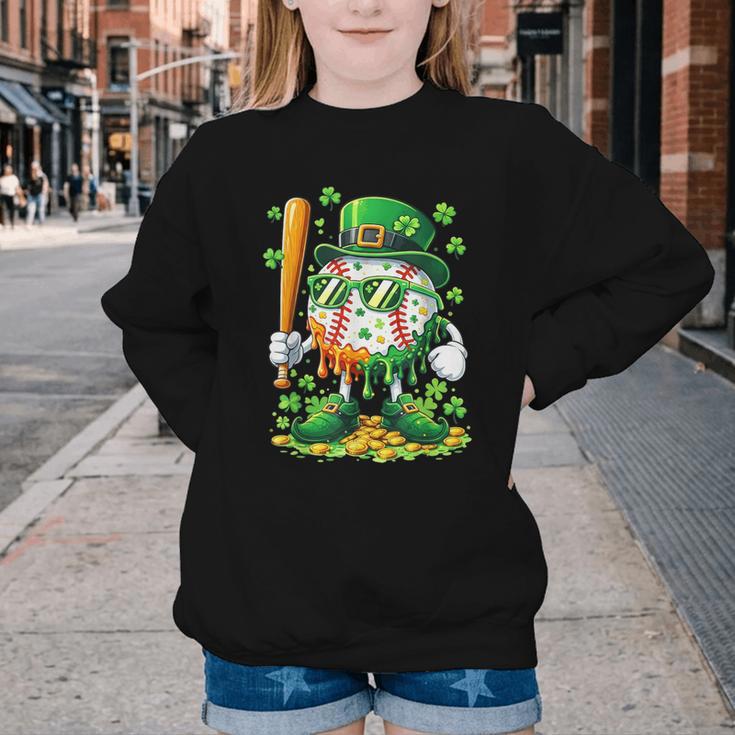 St Patricks Day Baseball Ice Cream Baseball Player Cartoon Youth Crewneck Sweatshirt St Patricks Day Baseball Ice Cream Baseball Player Cartoon Youth Crewneck Sweatshirt