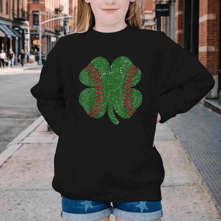 St Patricks Day Shamrock Baseball Saint Paddy's Youth Crewneck Sweatshirt