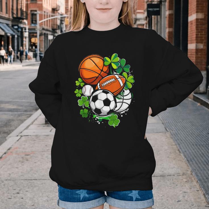 St Patricks Day Shamrock Basketball Baseball Football Soccer Youth Crewneck Sweatshirt