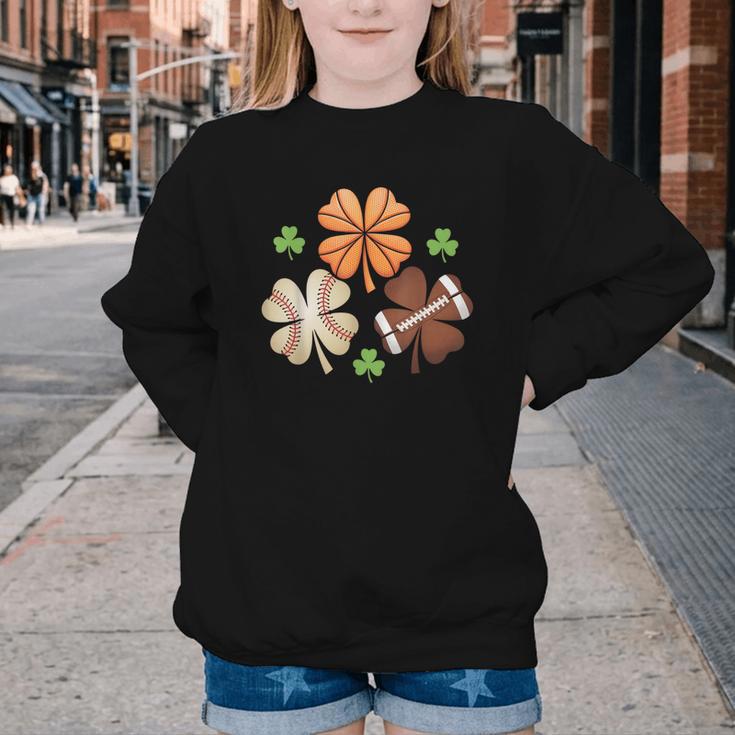 St Patricks Day Shamrock Basketball Baseball Irish Boys Men Youth Crewneck Sweatshirt