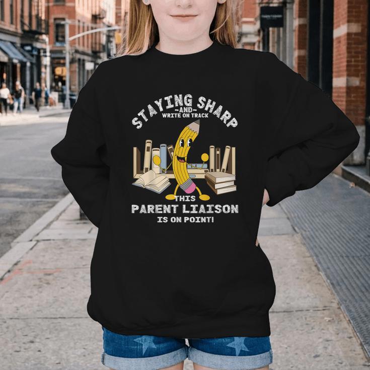 Stay Sharp Parent Liaison Back To School Pencil Youth Crewneck Sweatshirt