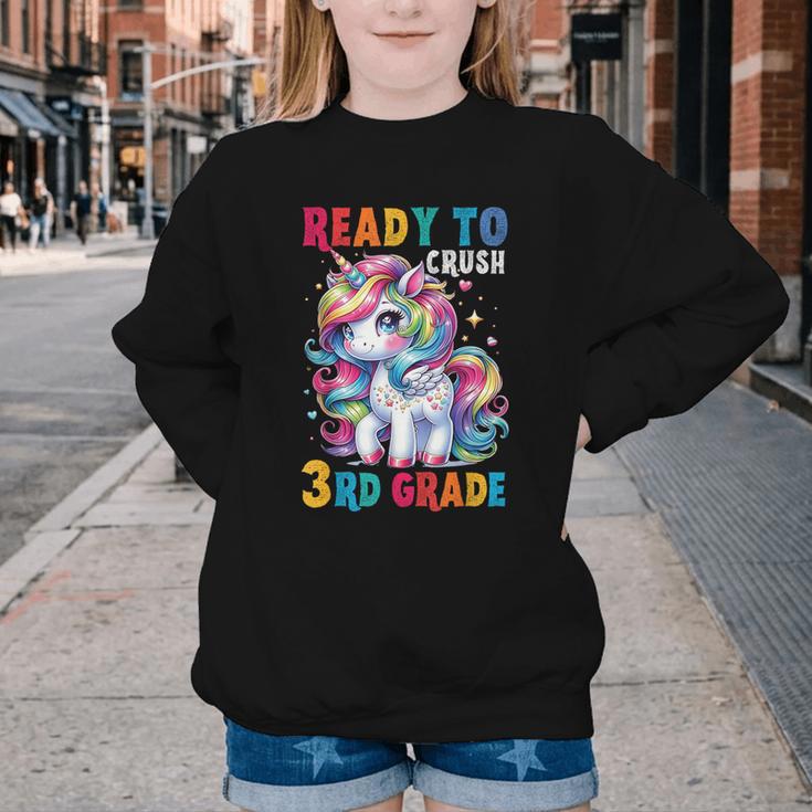Student Unicorn Ready Back To School Crush 3rd Grade Girls Youth Crewneck Sweatshirt Student Unicorn Ready Back To School Crush 3rd Grade Girls Youth Crewneck Sweatshirt