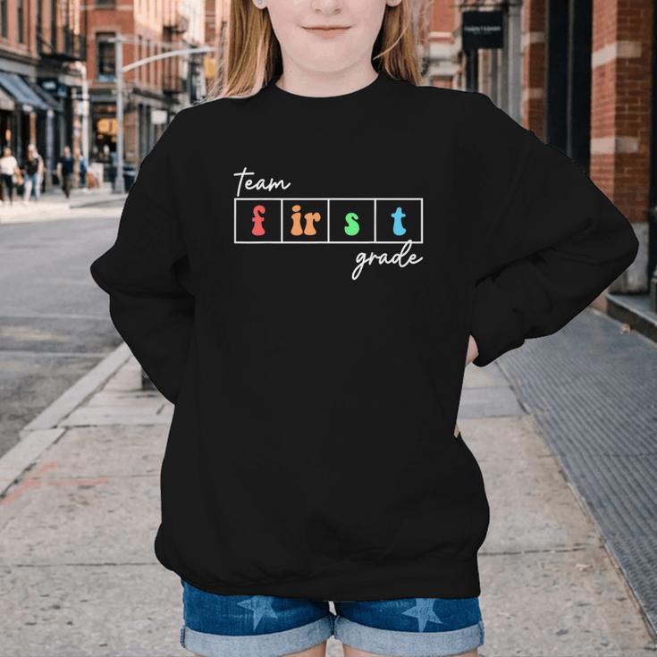 Team First Grade Back To School First Day Of 1st Grade Cute Youth Crewneck Sweatshirt Team First Grade Back To School First Day Of 1st Grade Cute Youth Crewneck Sweatshirt