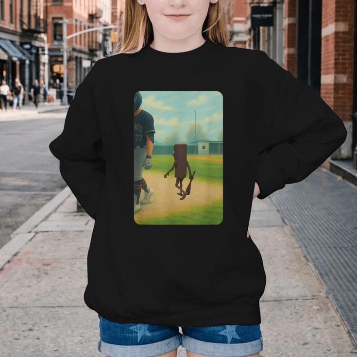Tung Tung Tung Sahur Baseball Meme Youth Crewneck Sweatshirt
