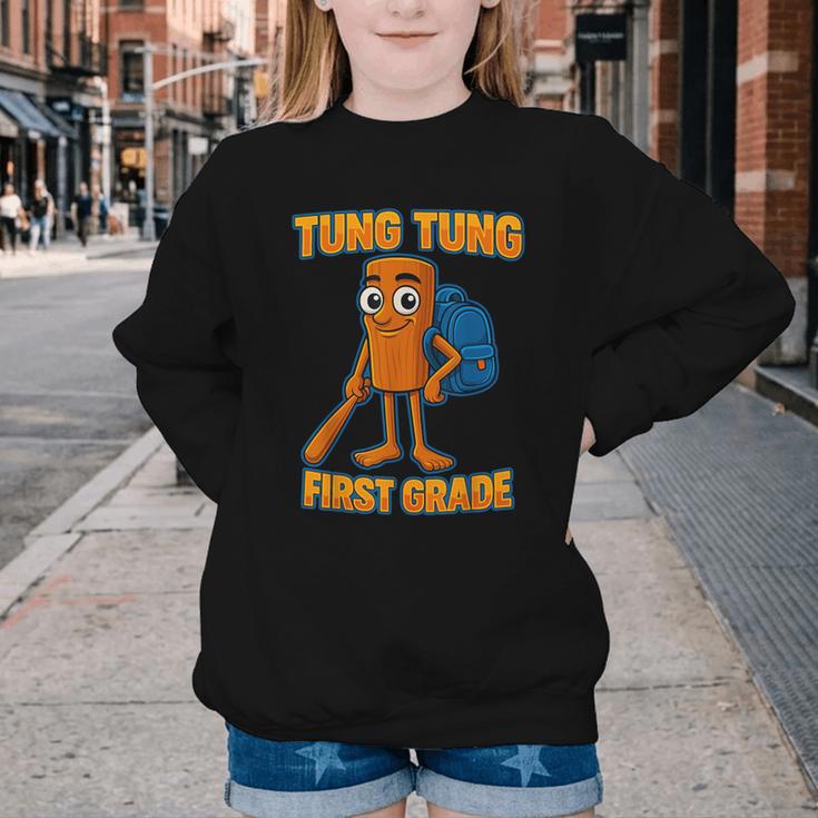 Tung Tung Sahur First Grade Italian Brainrot Back To School Youth Crewneck Sweatshirt Tung Tung Sahur First Grade Italian Brainrot Back To School Youth Crewneck Sweatshirt