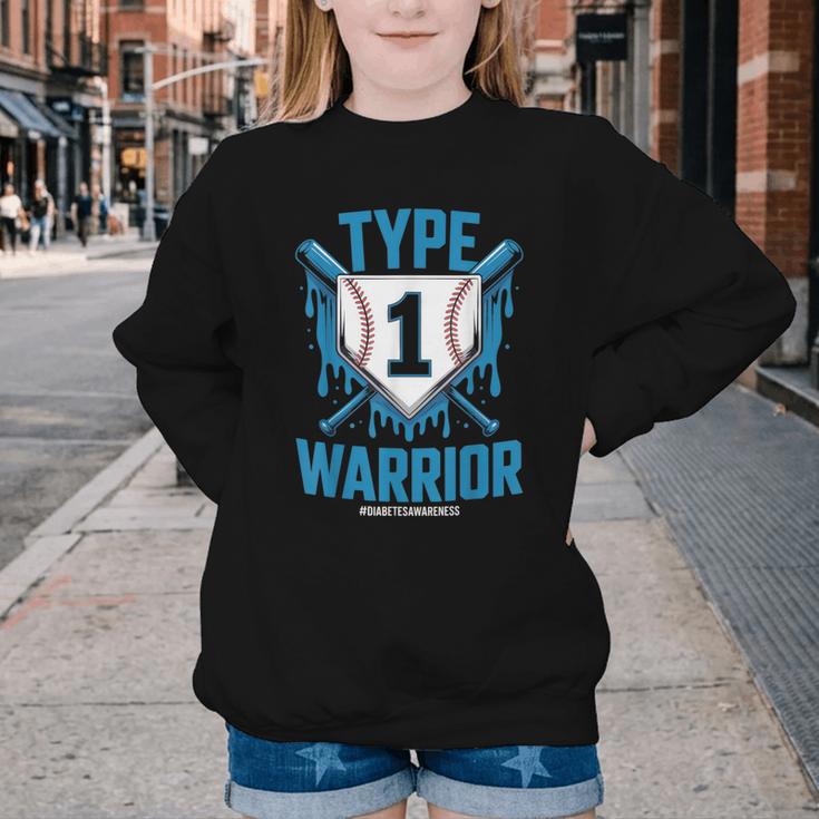 Type 1 Warrior Diabetes Awareness Baseball Enthusiasts Youth Crewneck Sweatshirt Type 1 Warrior Diabetes Awareness Baseball Enthusiasts Youth Crewneck Sweatshirt