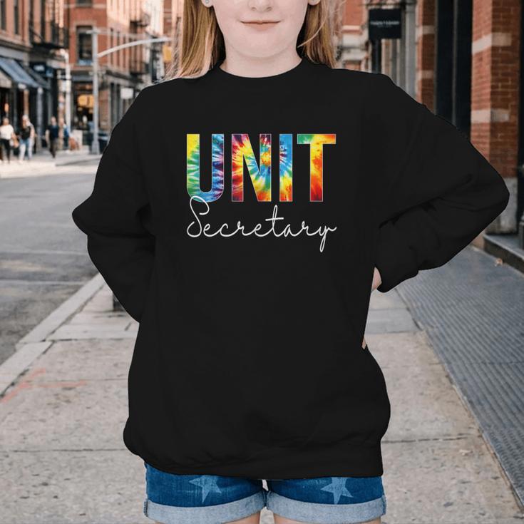 Unit Secretary Women Tie Dye Back To School Appreciation Day Youth Crewneck Sweatshirt
