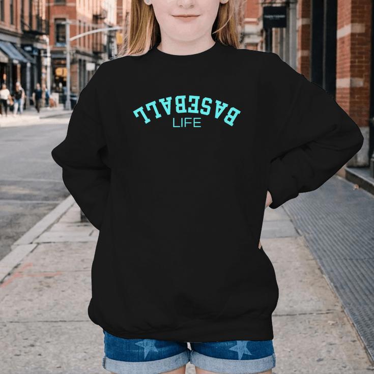 Upside Down Baseball Life Game Day Boys Girls Youth Youth Crewneck Sweatshirt