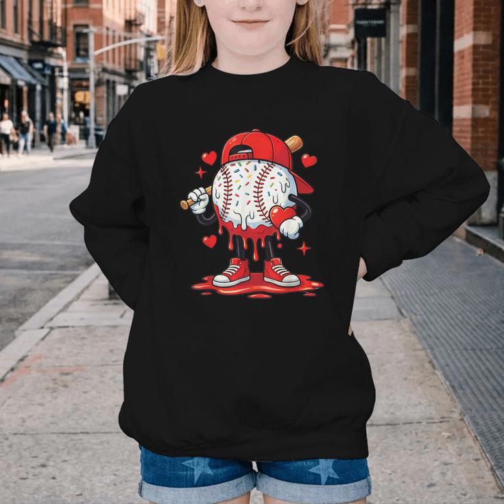 Valentine Baseball Drip Ice Cream Youth Boys Couples Youth Crewneck Sweatshirt Valentine Baseball Drip Ice Cream Youth Boys Couples Youth Crewneck Sweatshirt