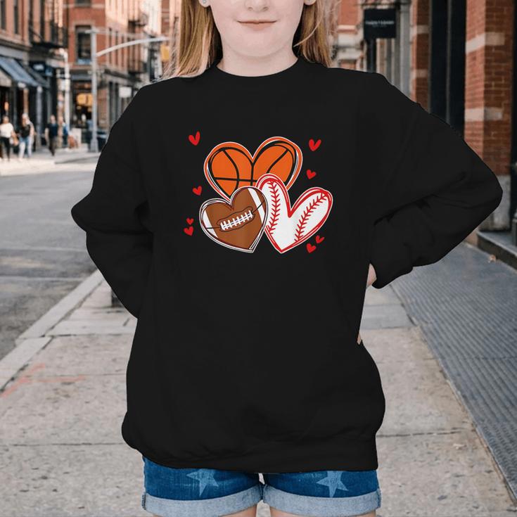 Valentines Baseball Basketball Football Heart Boy Men Youth Crewneck Sweatshirt Valentines Baseball Basketball Football Heart Boy Men Youth Crewneck Sweatshirt